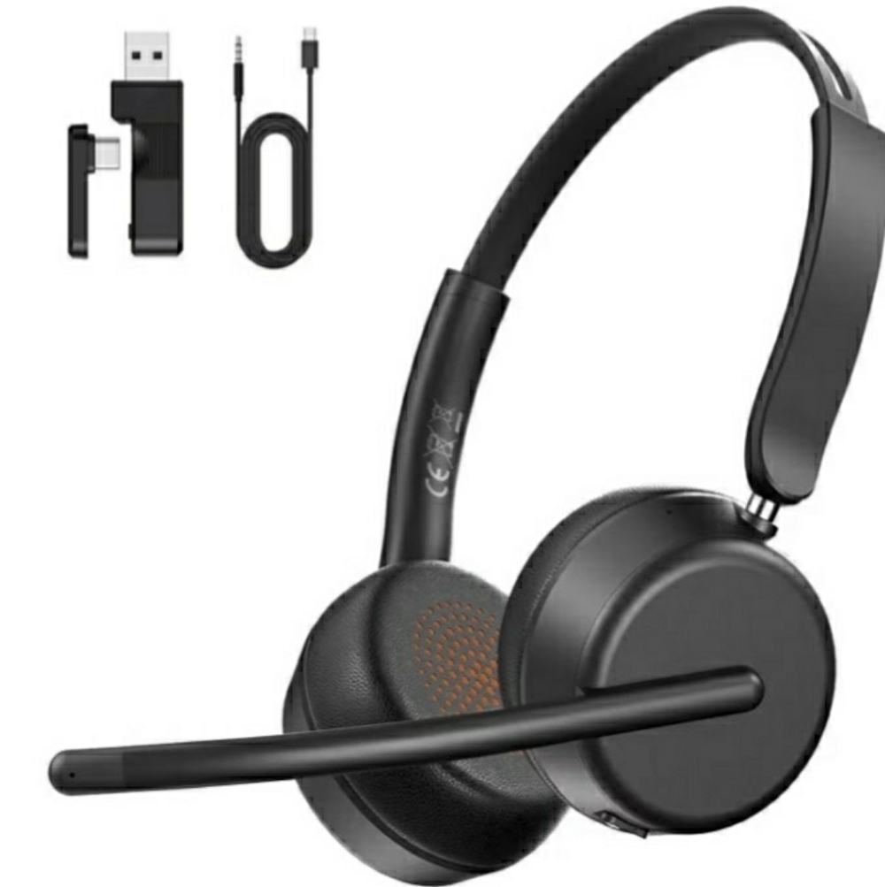 Wireless Black Headset with USB Adapter
